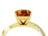 Yellow gold Cushion Cut Citrine Engagement Ring with Side Stone Accents and Four-Prong Setting_34