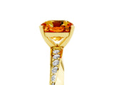 Yellow gold Cushion Cut Citrine Engagement Ring with Side Stone Accents and Four-Prong Setting_35