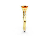 Yellow gold Cushion Cut Citrine Engagement Ring with Side Stone Accents and Four-Prong Setting_98