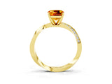 Yellow gold Cushion Cut Citrine Engagement Ring with Side Stone Accents and Four-Prong Setting_99