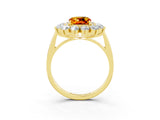 Yellow gold Cushion Cut Citrine Floral Double Halo Engagement Ring with Prong Setting_39