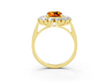 Yellow gold Cushion Cut Citrine Floral Double Halo Engagement Ring with Prong Setting_51