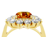 Yellow gold Cushion Cut Citrine Floral Double Halo Engagement Ring with Prong Setting_52