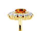 Yellow gold Cushion Cut Citrine Floral Double Halo Engagement Ring with Prong Setting_53