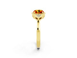 Yellow gold Cushion Cut Citrine Halo Ring with Tapered Band and Four-Prong Setting_2