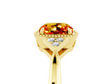 Yellow gold Cushion Cut Citrine Halo Ring with Tapered Band and Four-Prong Setting_5