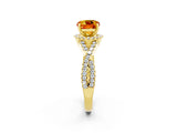 Yellow gold Cushion Cut Citrine  Halo Twist Band Solitaire Prong Setting Ring_38