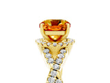 Yellow gold Cushion Cut Citrine  Halo Twist Band Solitaire Prong Setting Ring_41