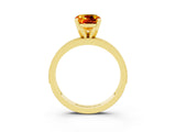 Yellow gold Cushion Cut Citrine Milgrain Pavé Engagement Ring with Four-Prong Setting_15