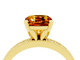 Yellow gold Cushion Cut Citrine Milgrain Pavé Engagement Ring with Four-Prong Setting_16