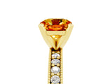 Yellow gold Cushion Cut Citrine Milgrain Pavé Engagement Ring with Four-Prong Setting_17