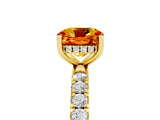 Yellow gold Cushion Cut Citrine Pave Band Solitaire Ring with Four-Prong Setting_29