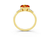Yellow gold Cushion Cut Citrine Ring with Side Stones and Four-Prong Setting_39
