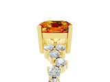 Yellow gold Cushion Cut Citrine Scattered Round Accent Ring with Prong Setting_29