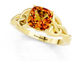 Yellow gold Cushion Cut Citrine Solitaire Celtic Knot Ring with Four-Prong Setting_13