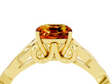 Yellow gold Cushion Cut Citrine Solitaire Celtic Knot Ring with Four-Prong Setting_16