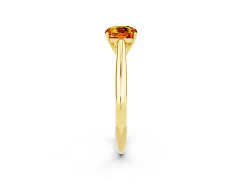 Yellow gold Cushion Cut Citrine Solitaire Engagement Ring with Cathedral Setting and Four-Prong Mount_14