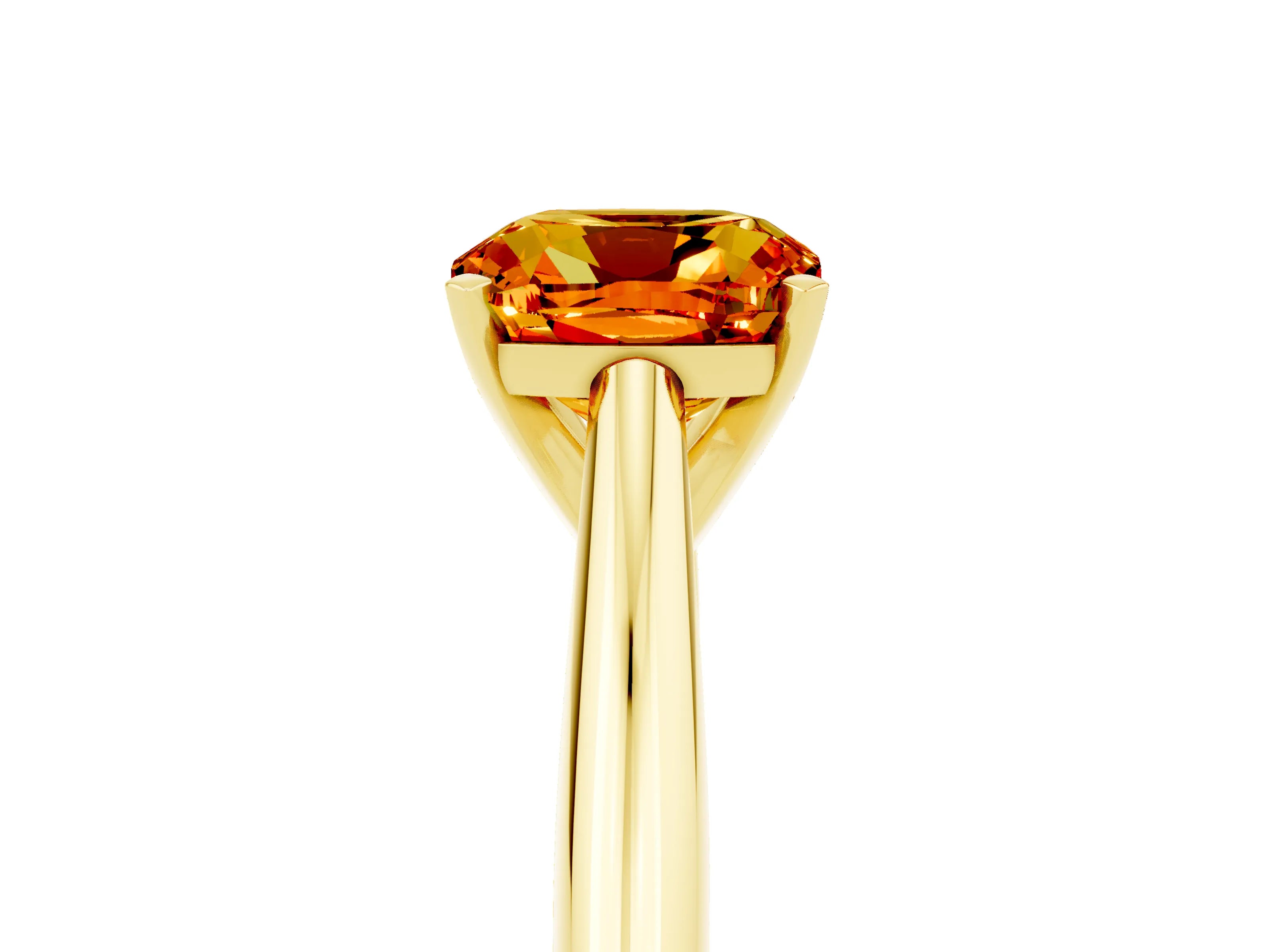 Yellow gold Cushion Cut Citrine Solitaire Engagement Ring with Cathedral Setting and Four-Prong Mount_17