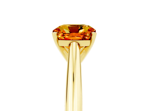 Yellow gold Cushion Cut Citrine Solitaire Engagement Ring with Cathedral Setting and Four-Prong Mount_17
