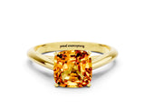 Yellow gold Cushion Cut Citrine Solitaire Engagement Ring with Cathedral Setting and Four-Prong Mount_24