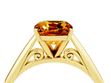 Yellow gold Cushion Cut Citrine Solitaire Engagement Ring with Cathedral Setting and Four-Prong Mount_70