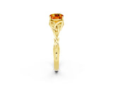 Yellow gold Cushion Cut Citrine Solitaire Engagement Ring with Celtic Knot Band and Four-Prong Setting_2