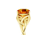 Yellow gold Cushion Cut Citrine Solitaire Engagement Ring with Celtic Knot Band and Four-Prong Setting_5