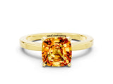 Yellow gold Cushion Cut Citrine Solitaire Engagement Ring with Classic Band and Four-Prong Setting_24