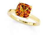 Yellow gold Cushion Cut Citrine Solitaire Engagement Ring with Classic Band and Four-Prong Setting_25