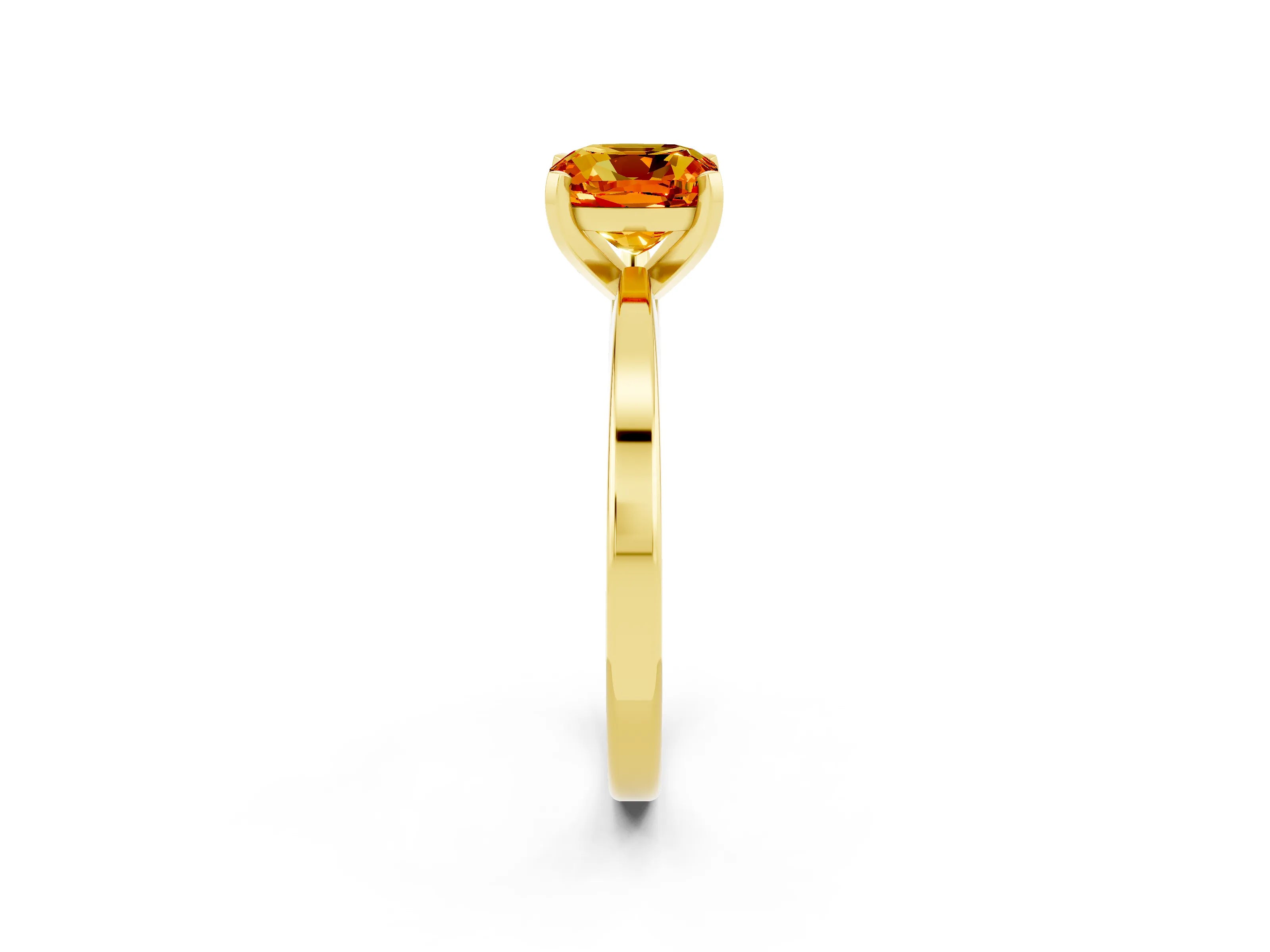 Yellow gold Cushion Cut Citrine Solitaire Engagement Ring with Classic Band and Four-Prong Setting_26
