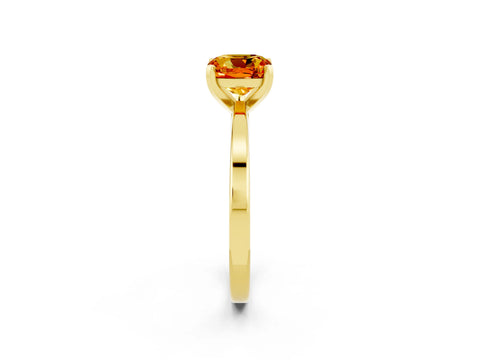 Yellow gold Cushion Cut Citrine Solitaire Engagement Ring with Classic Band and Four-Prong Setting_26