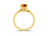 Yellow gold Cushion Cut Citrine Solitaire Engagement Ring with Classic Band and Four-Prong Setting_27