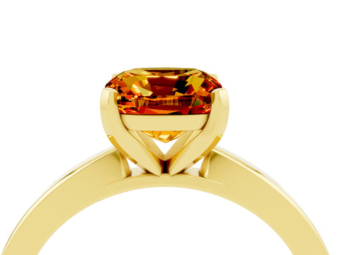 Yellow gold Cushion Cut Citrine Solitaire Engagement Ring with Classic Band and Four-Prong Setting_28