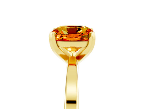 Yellow gold Cushion Cut Citrine Solitaire Engagement Ring with Classic Band and Four-Prong Setting_29