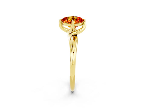 Yellow gold Cushion Cut Citrine Solitaire Engagement Ring with Four-Prong Setting and Classic Band_14