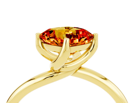 Yellow gold Cushion Cut Citrine Solitaire Engagement Ring with Four-Prong Setting and Classic Band_16