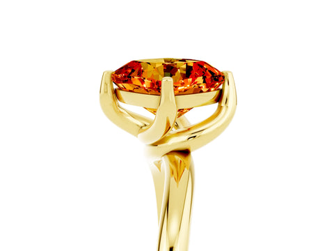 Yellow gold Cushion Cut Citrine Solitaire Engagement Ring with Four-Prong Setting and Classic Band_17