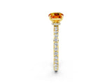 Yellow gold Cushion Cut Citrine Solitaire Engagement Ring with Pavé Band and Four-Prong Setting_2