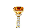 Yellow gold Cushion Cut Citrine Solitaire Engagement Ring with Pavé Band and Four-Prong Setting_5