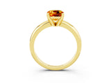 Yellow gold Cushion Cut Citrine Solitaire Engagement Ring with Round Band and Four-Prong Setting_3