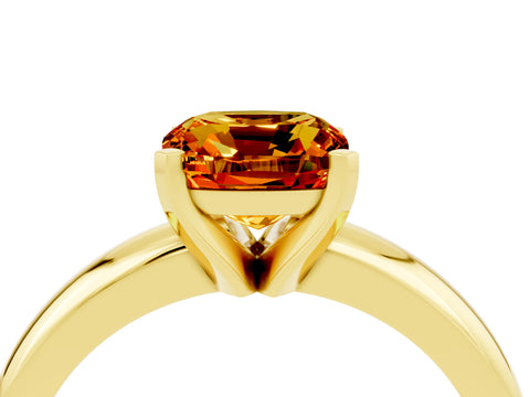 Yellow gold Cushion Cut Citrine Solitaire Engagement Ring with Round Band and Four-Prong Setting_4