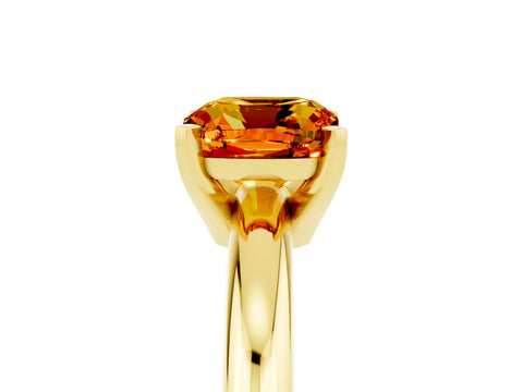 Yellow gold Cushion Cut Citrine Solitaire Engagement Ring with Round Band and Four-Prong Setting_5