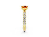 Yellow gold Cushion Cut Citrine Solitaire Pavé Band with Four-Prong Setting_2