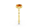 Yellow gold Cushion Cut Citrine Solitaire Ring with Flower Prong Setting and Classic Band_14