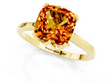 Yellow gold Cushion Cut Citrine Solitaire Ring with Flower Prong Setting and Classic Band_37