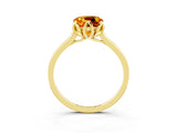 Yellow gold Cushion Cut Citrine Solitaire Ring with Flower Prong Setting and Classic Band_39