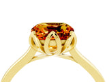 Yellow gold Cushion Cut Citrine Solitaire Ring with Flower Prong Setting and Classic Band_40