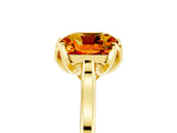 Yellow gold Cushion Cut Citrine Solitaire Ring with Flower Prong Setting and Classic Band_41