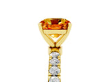 Yellow gold Cushion Cut Citrine Solitaire Ring with Pavé Accents and Four-Prong Setting_5