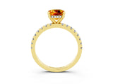 Yellow gold Cushion Cut Citrine Solitaire Ring with Pavé Band and Four-Prong Setting_27